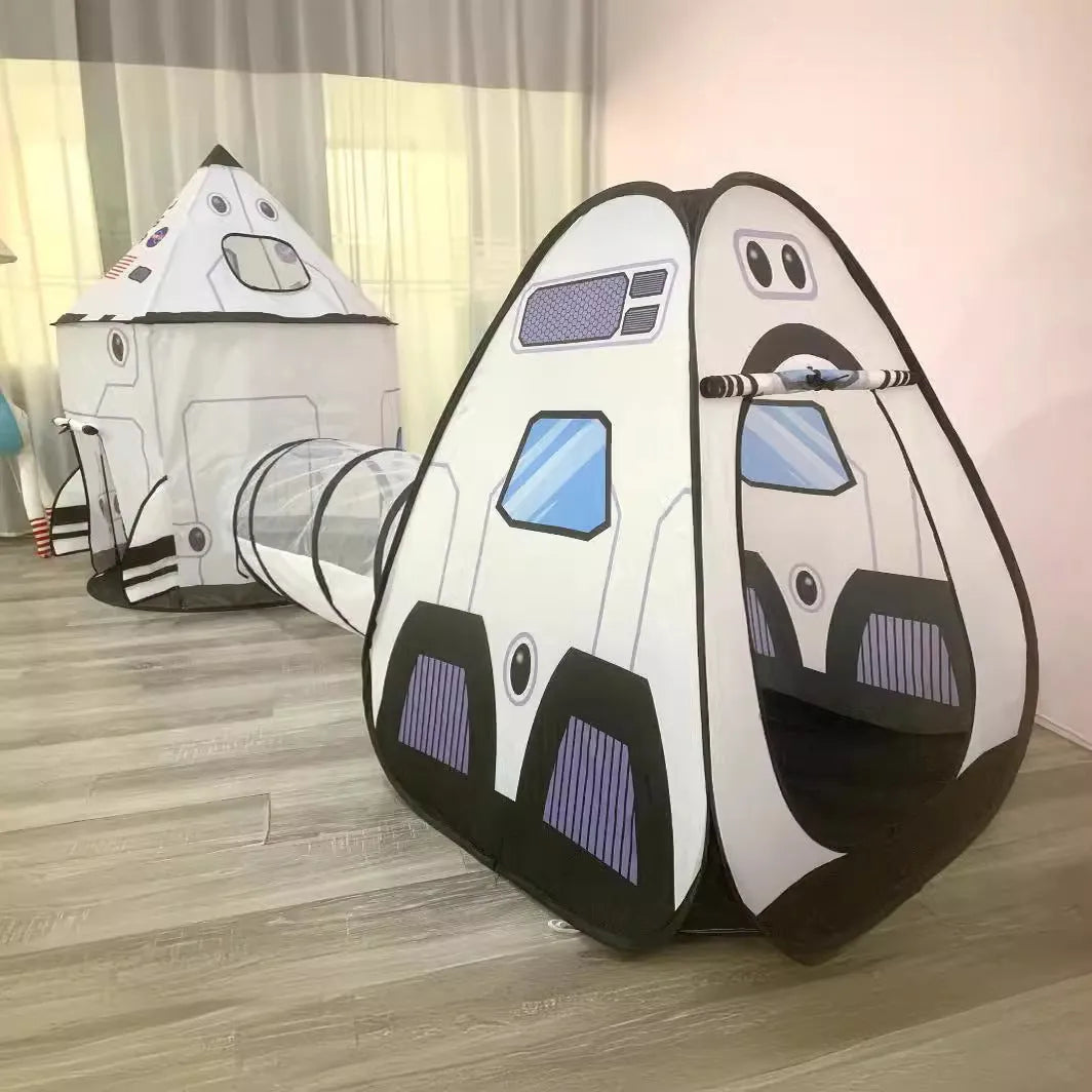 Foldable children's fabric play tent set with tunnel and triangle in robot three-piece colour for ages 4-6