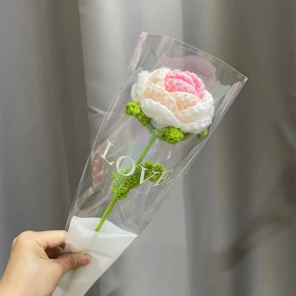 Gradient blue wool weaving silk rose bouquet artificial flower decorative piece
