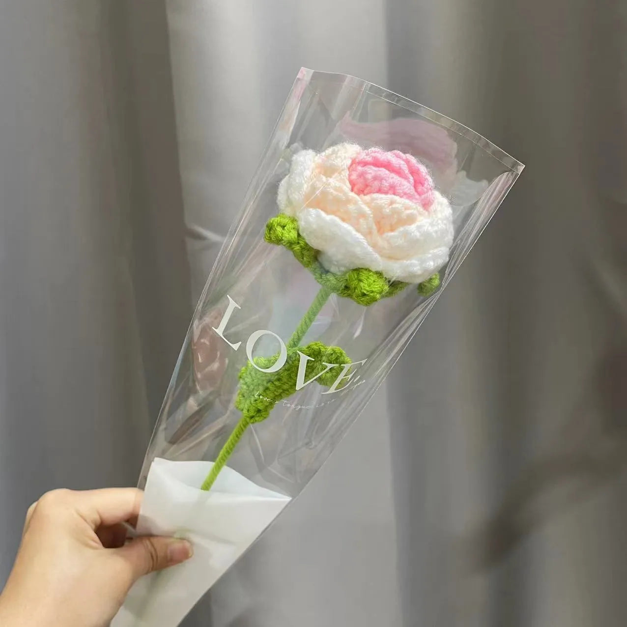 Gradient blue wool weaving silk rose bouquet artificial flower decorative piece