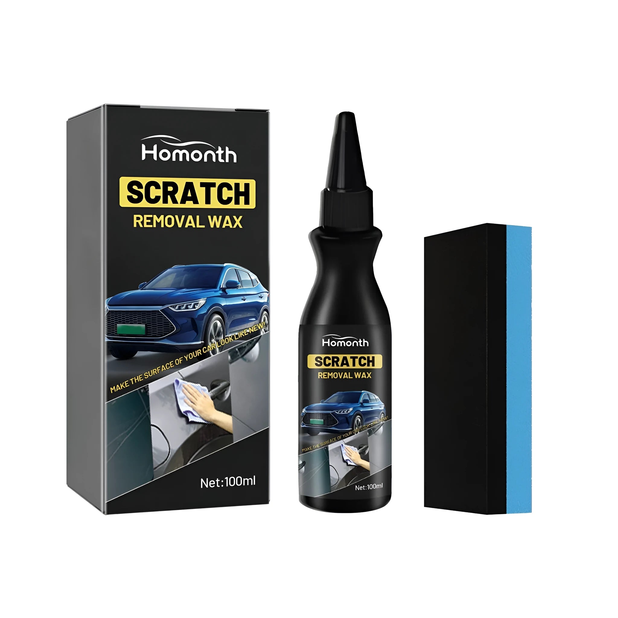 100ml car scratch repair paste tube with sponge applicator for clear coat and paint restoration