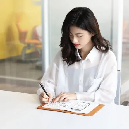 Huion Note X10 smart digital book notepad in elk brown with PW320 pen and magnetic pencil case