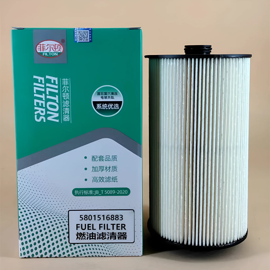 Iveco fuel filter replacement part 5801516883 with folding filter element design