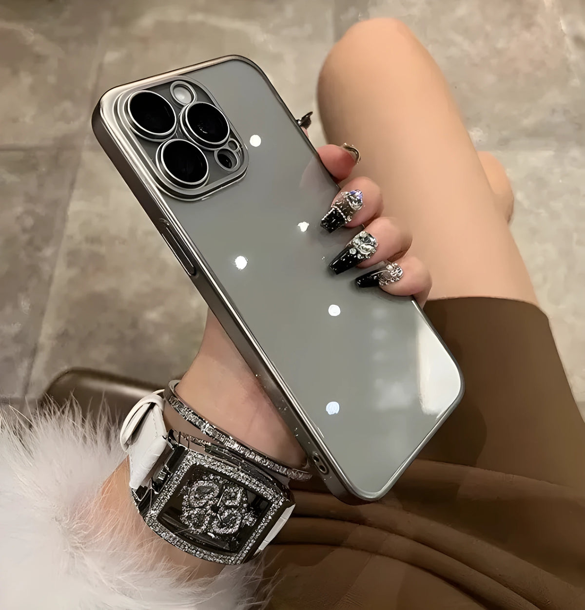 Electroplated frosted edge PC phone case for iPhone 11-15 series in original machine blue colour