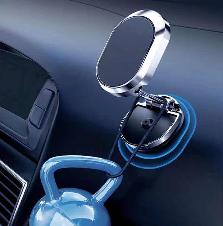 Zinc alloy folding magnetic car phone bracket on dashboard with 360 rotation, black colour, 65x20x36mm