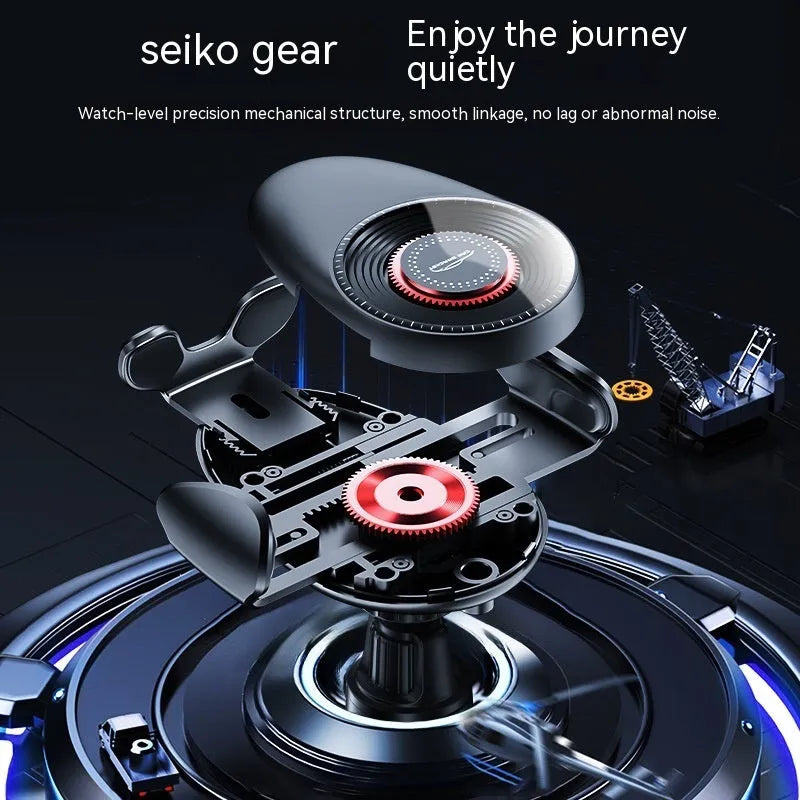 Black universal car air vent mobile phone bracket with mechanical support frame