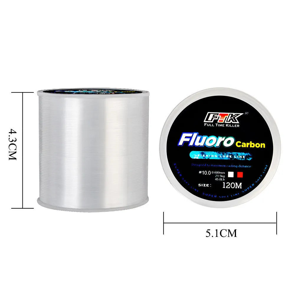 120m multicolor nylon fishing line spool in line numbers 0.8 to 8.0, available in solid and spot colours.