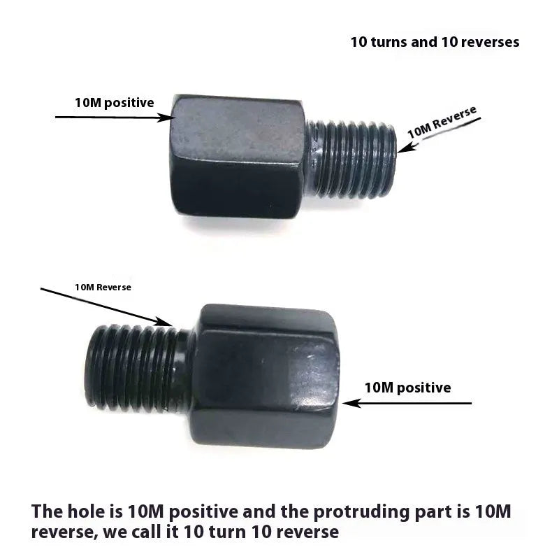 Motorcycle rearview mirror connecting screw with 8-10mm positive thread in iron and black finish