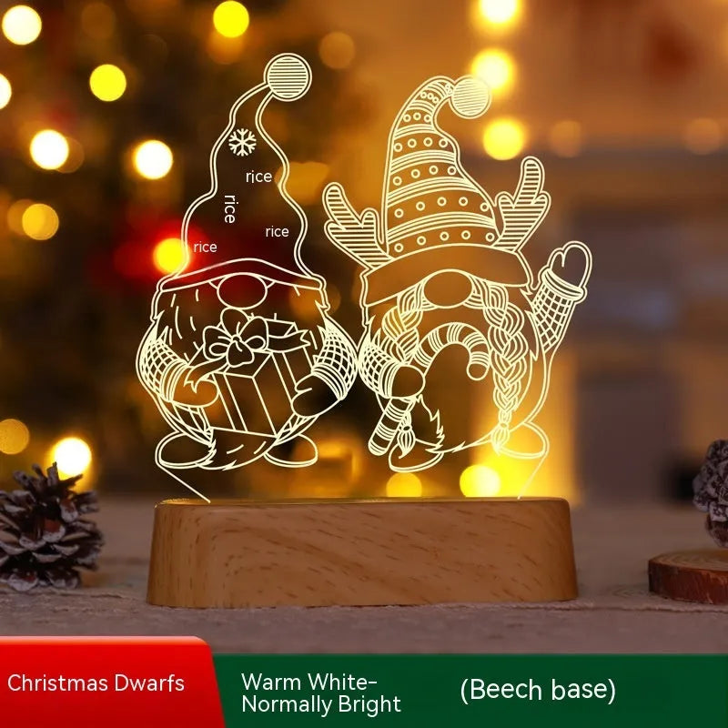 3D acrylic LED decorative lamp with Christmas tree design glowing with warm white light