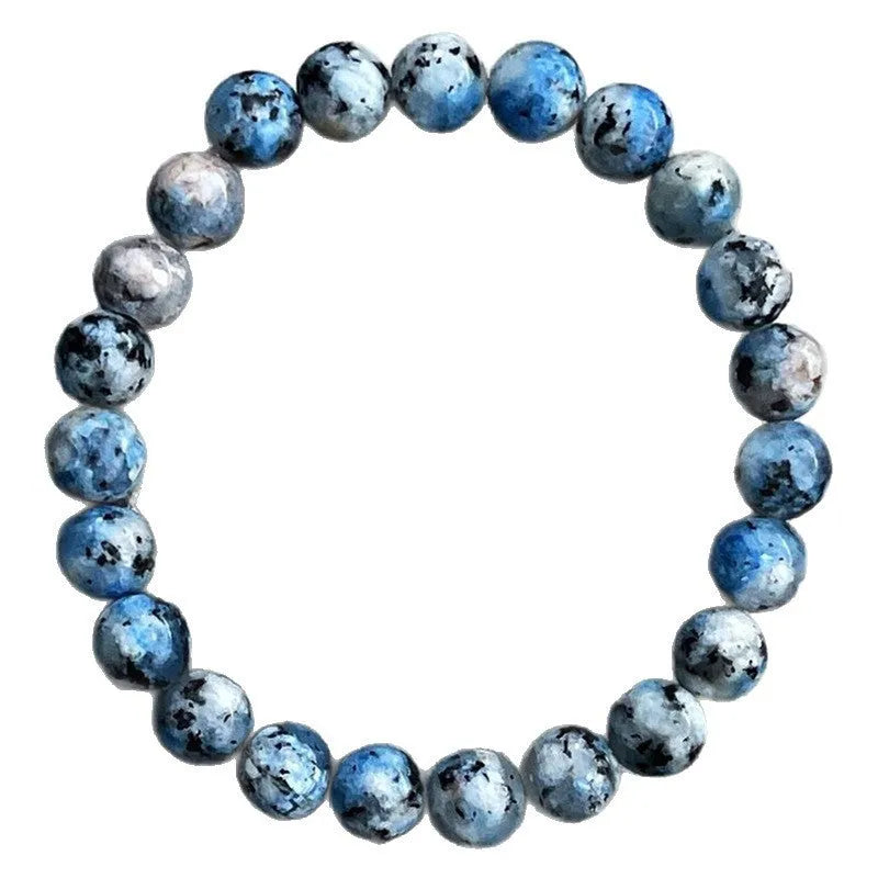 Handmade K2 azurite stone beaded bracelet with geometric design and adjustable length