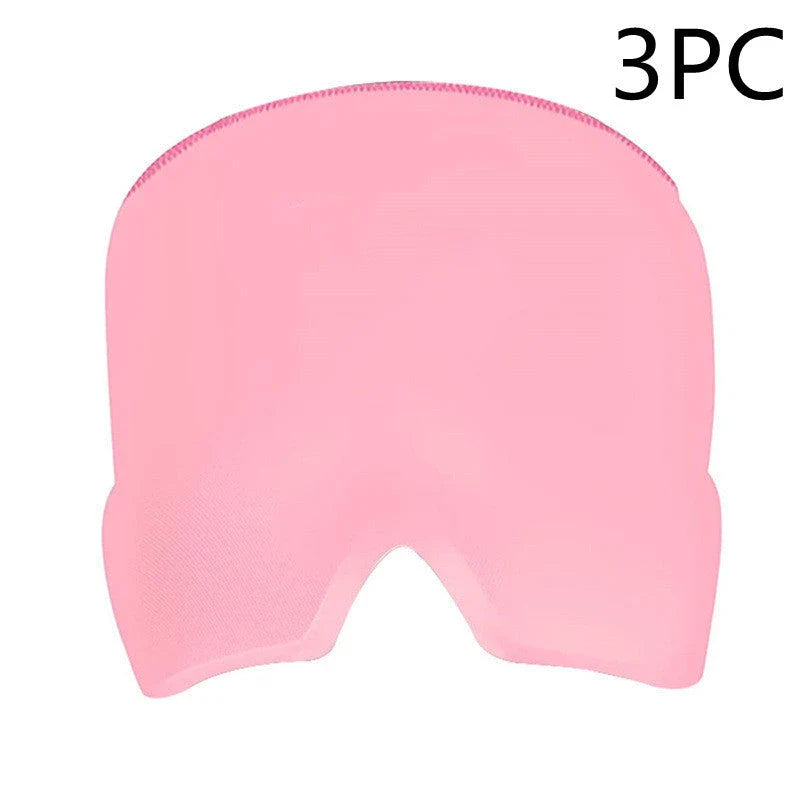 Soothing ice gel eye mask for headache relief, featuring a cooling gel pack and premium elastic cloth for a comfortable fit