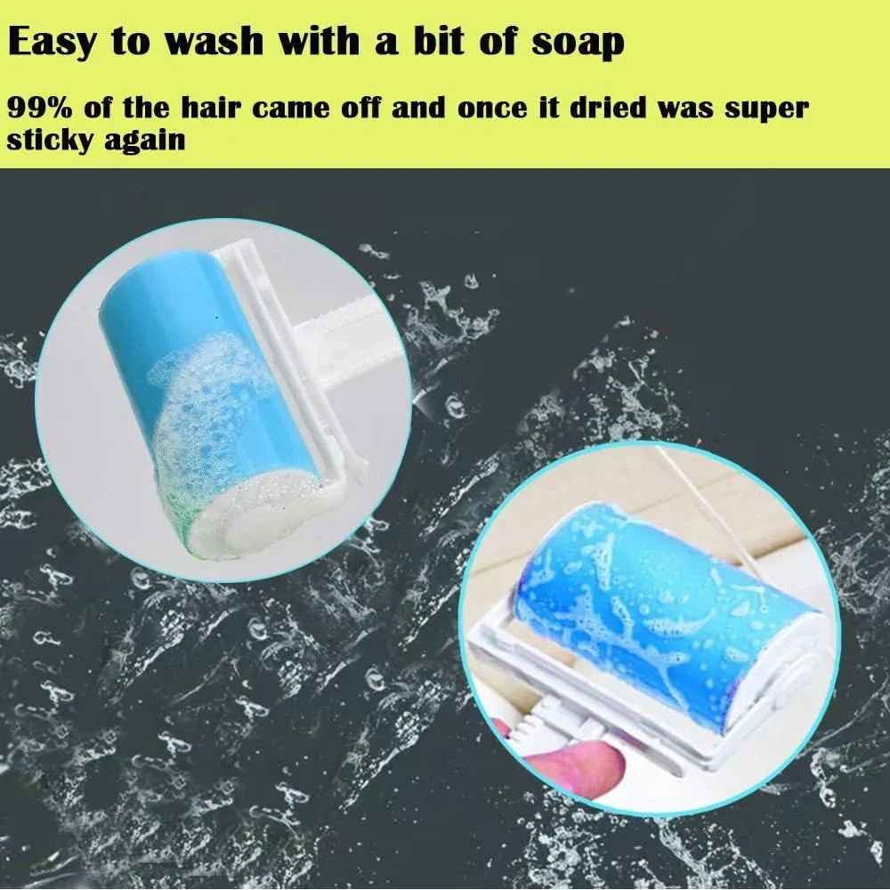 Blue green pink yellow washable reusable lint roller with cover for pet hair removal