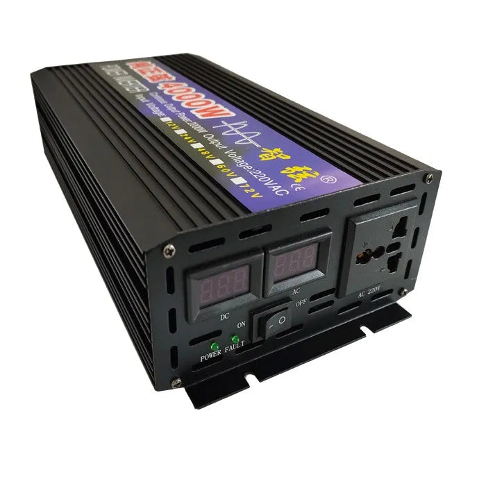 Pure sine wave inverter 4000W 12V to 220V with dual digital display and aluminium casing