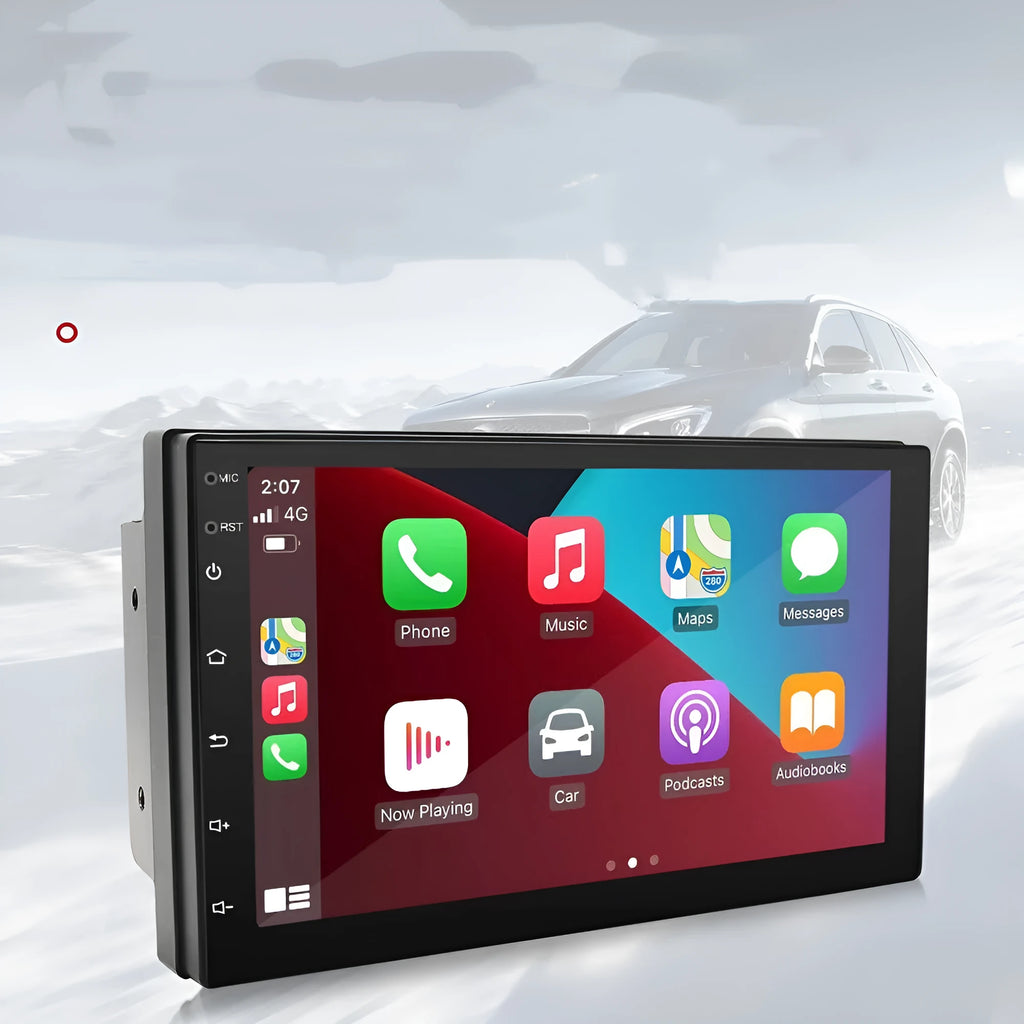 Black universal car MP5 player with 7-inch GPS navigation screen for dashboard installation