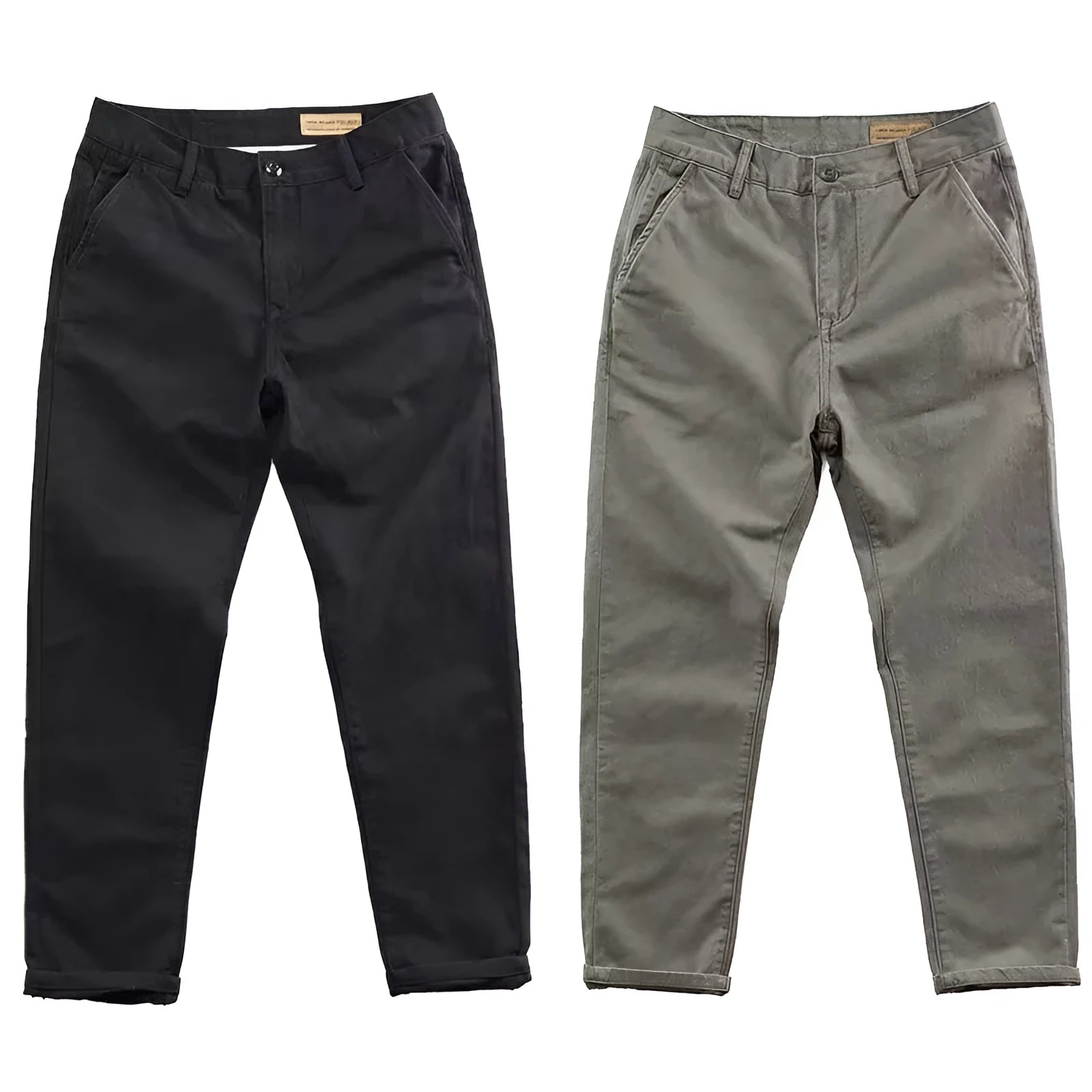 Men's slim fit casual trousers in micro elastic washed fabric with straight leg styling in solid colours