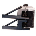 Universal table tennis post and frame set with large clip for indoor open grid tables.