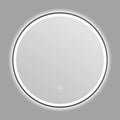 Round black aluminium frame LED wall-mounted bathroom mirror with touch dimming.