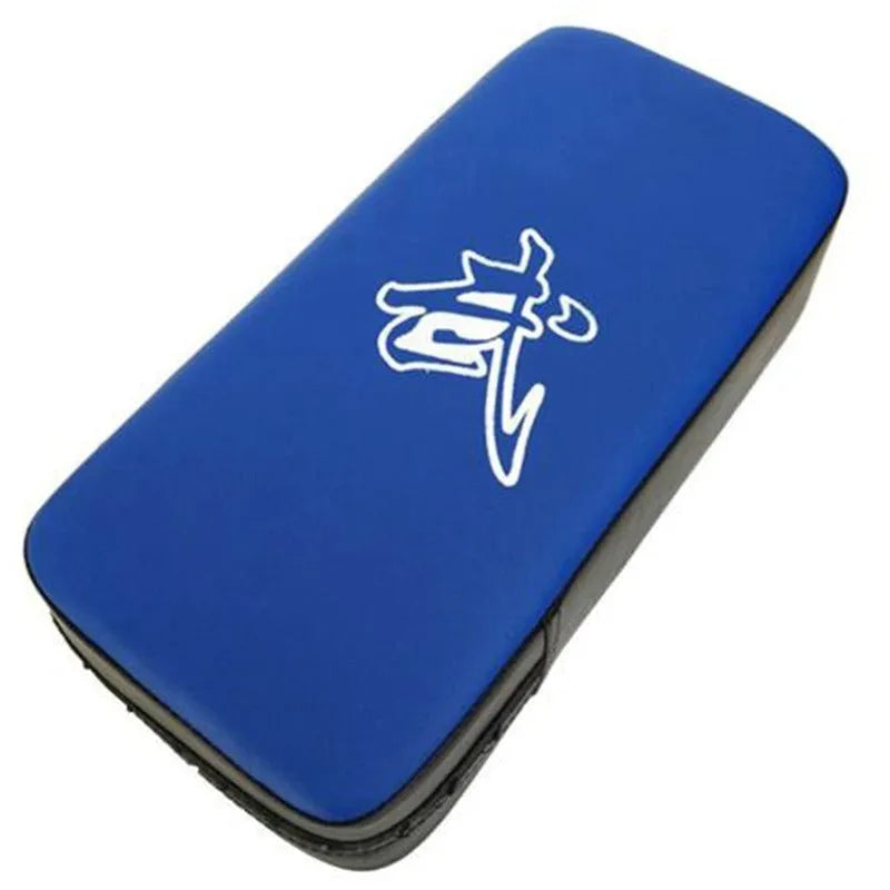 Blue vertical Sanda training target pad for kicking and striking practice.