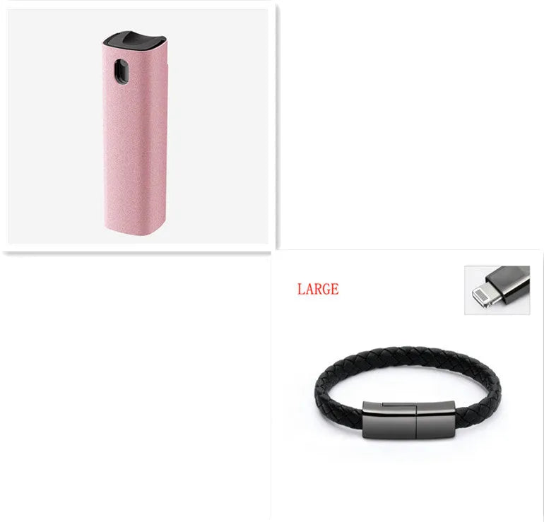 2 in 1 screen cleaner kit with microfiber cloth in pink and gray for phone and computer screens