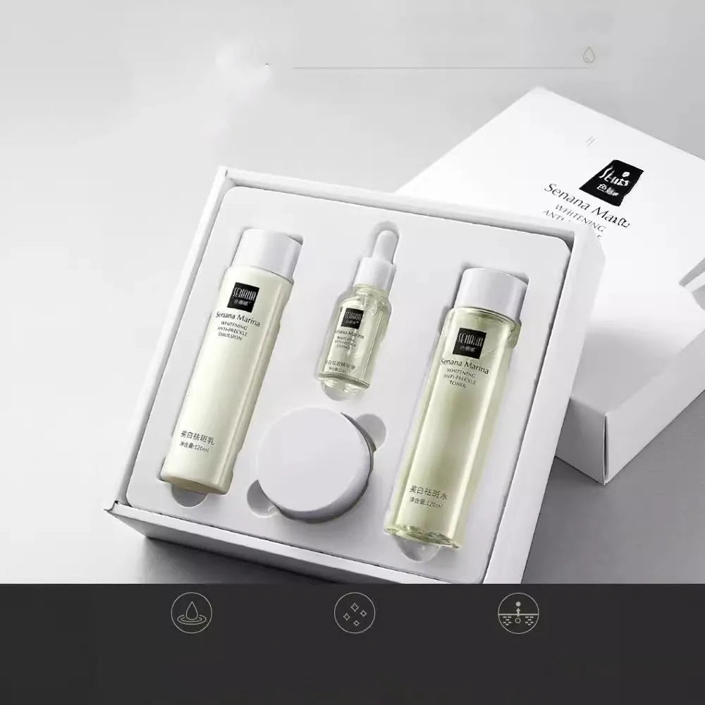 Whitening and freckle removing facial care set with 120ml, 120ml, 15ml and 50g net contents, Gold Luxury option