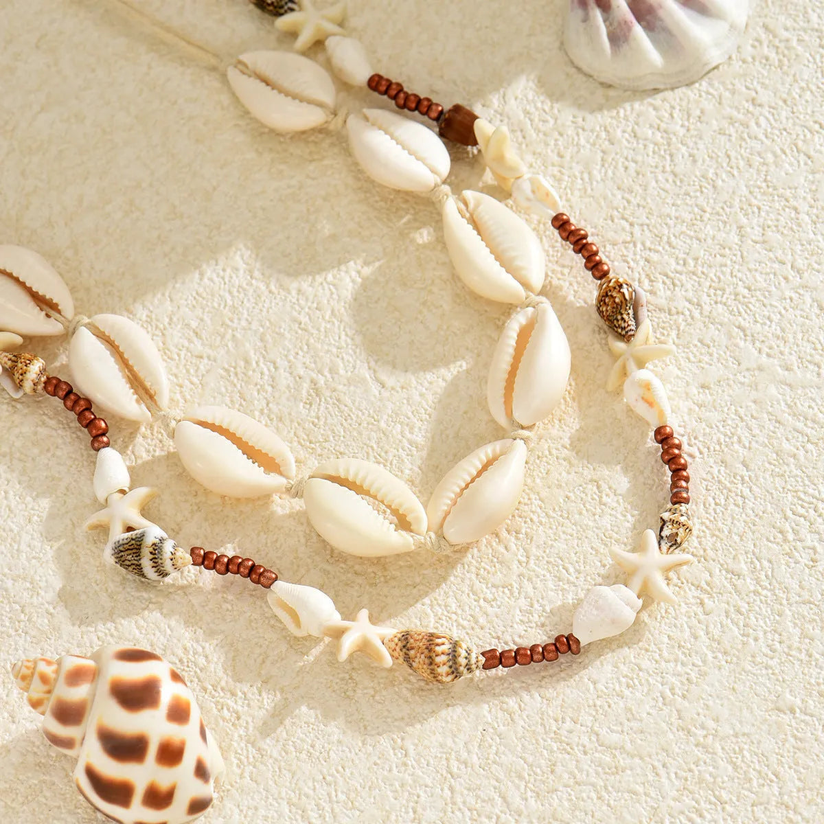 Handmade geometric shell pendant necklace on regular chain in colour X1900