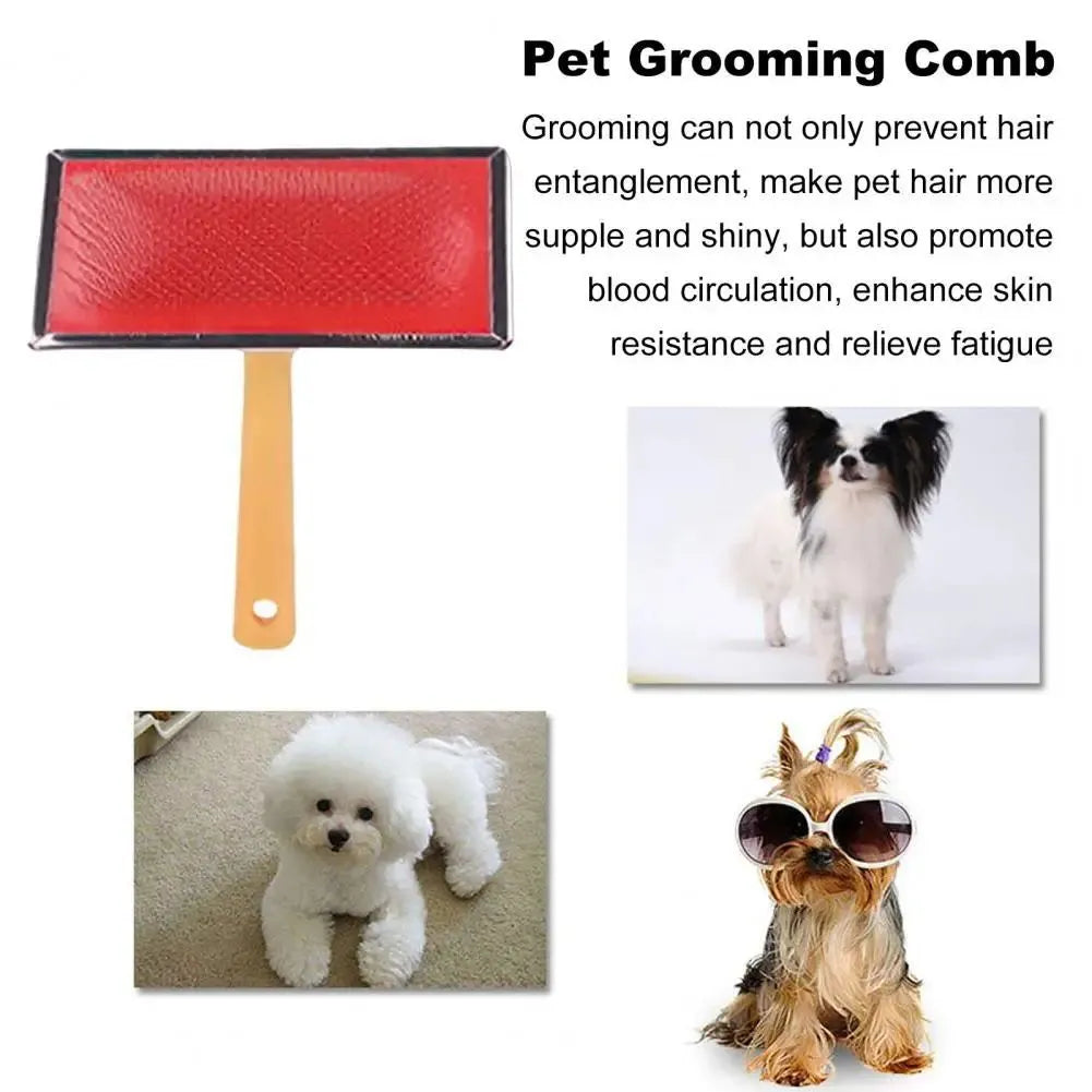 Stainless steel pet grooming comb with wooden handle for dogs and cats, four sizes available