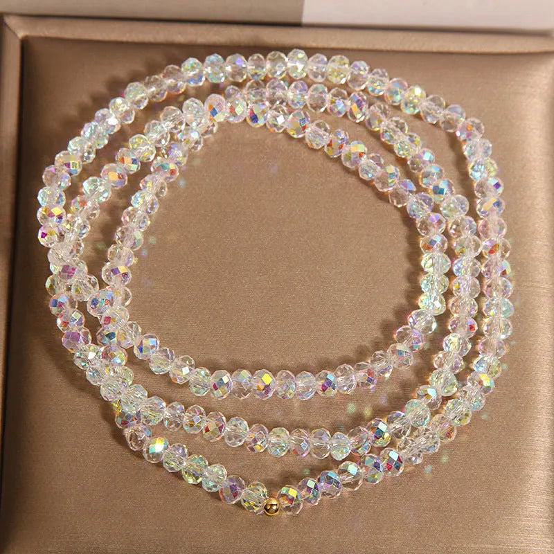 New Chinese style multi-layer champagne crystal bracelet for women with three circles of crystal beads