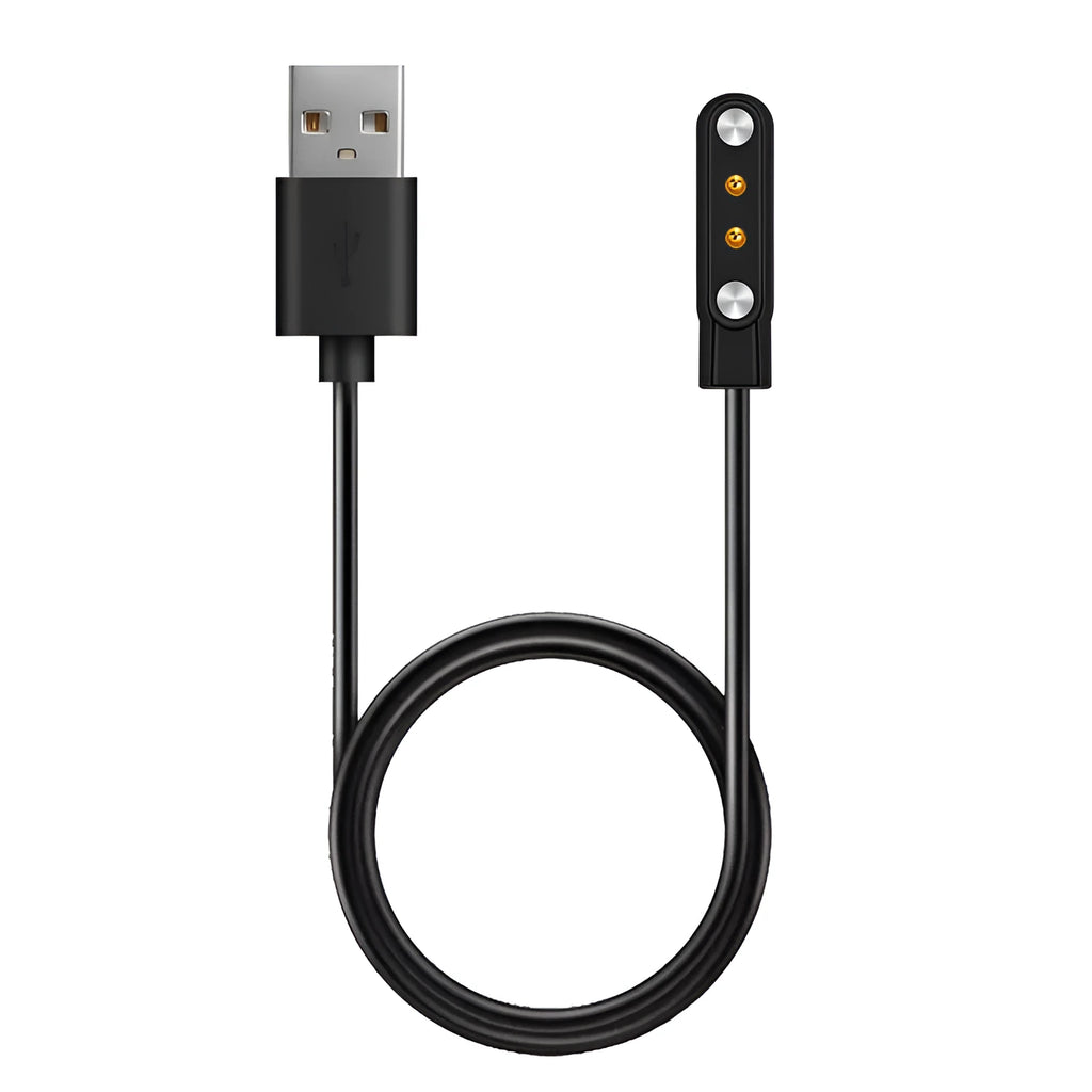 Black smart watch magnetic USB fast charger with thimble contact and compact 8cm base
