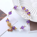 Purple amethyst crystal bracelet with micro-inlaid cherry flower pattern
