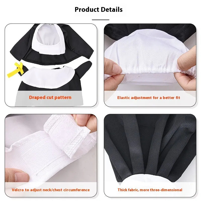 Black polyester nun Halloween costume for cats and dogs with free-size fitting