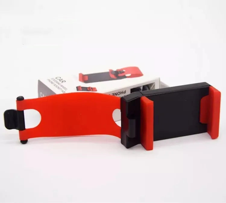 Black car steering wheel mobile phone holder showing compact ABS plastic construction