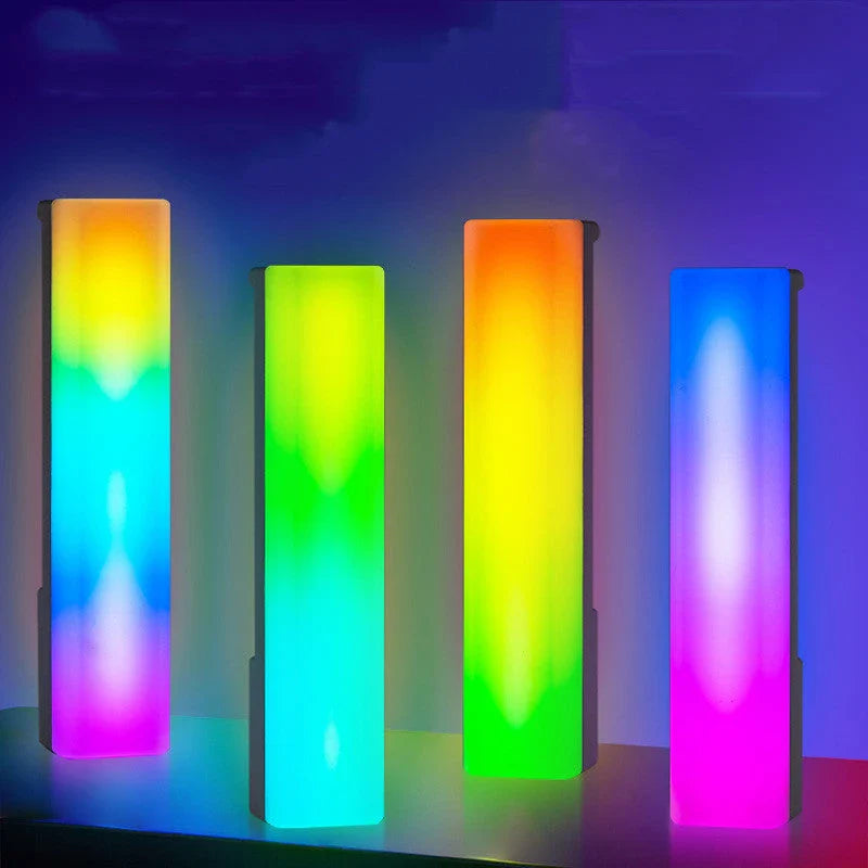 3D RGB table lamp with voice-activated color changing lights, modern design for home decor and gaming