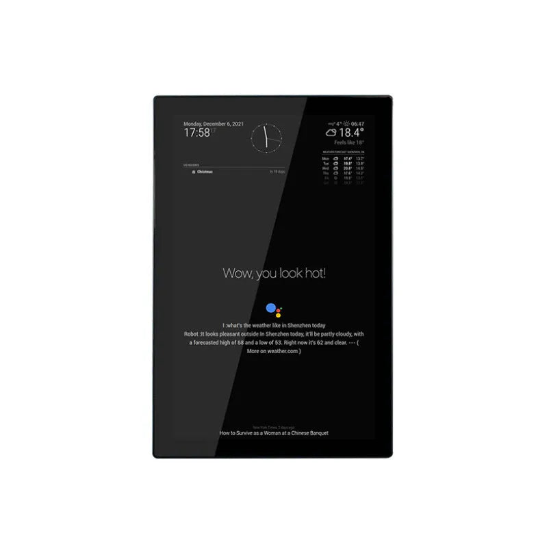 13.3 inch integrated voice assistant display with touchscreen and Raspberry Pi CM4 control in ABS housing