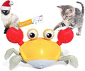 Blue crawling crab dog toy with obstacle avoidance sensors and LED lights