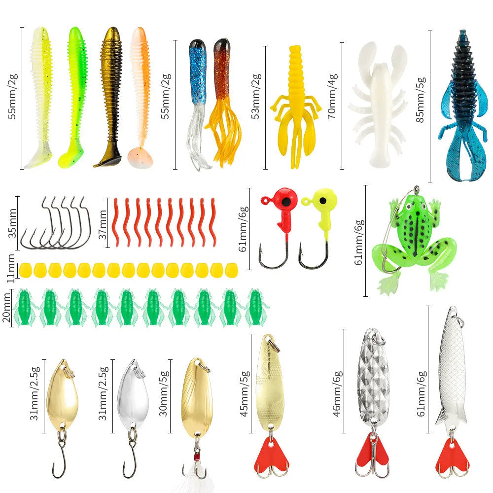 Mino Bog 24-piece Christmas fishing lure blind box set with metal lures and tackle box.