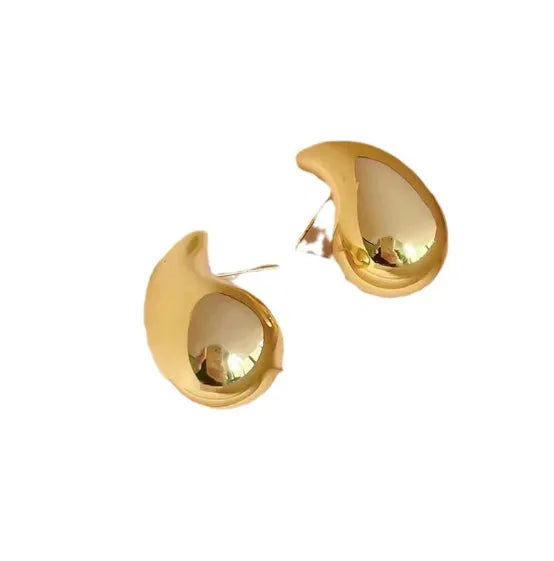 Pair of French drop earrings for women with teardrop and oval shapes in gold or silver electroplated finish