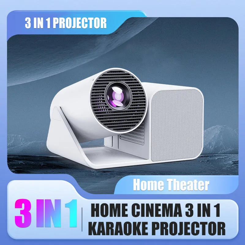 Three-in-one black karaoke singing projector with microphone and 720p resolution