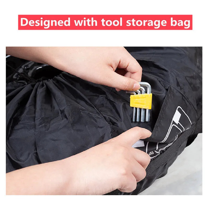 Set of four Oxford cloth 210D polyester car tyre protective covers with belt closure in black or red styles