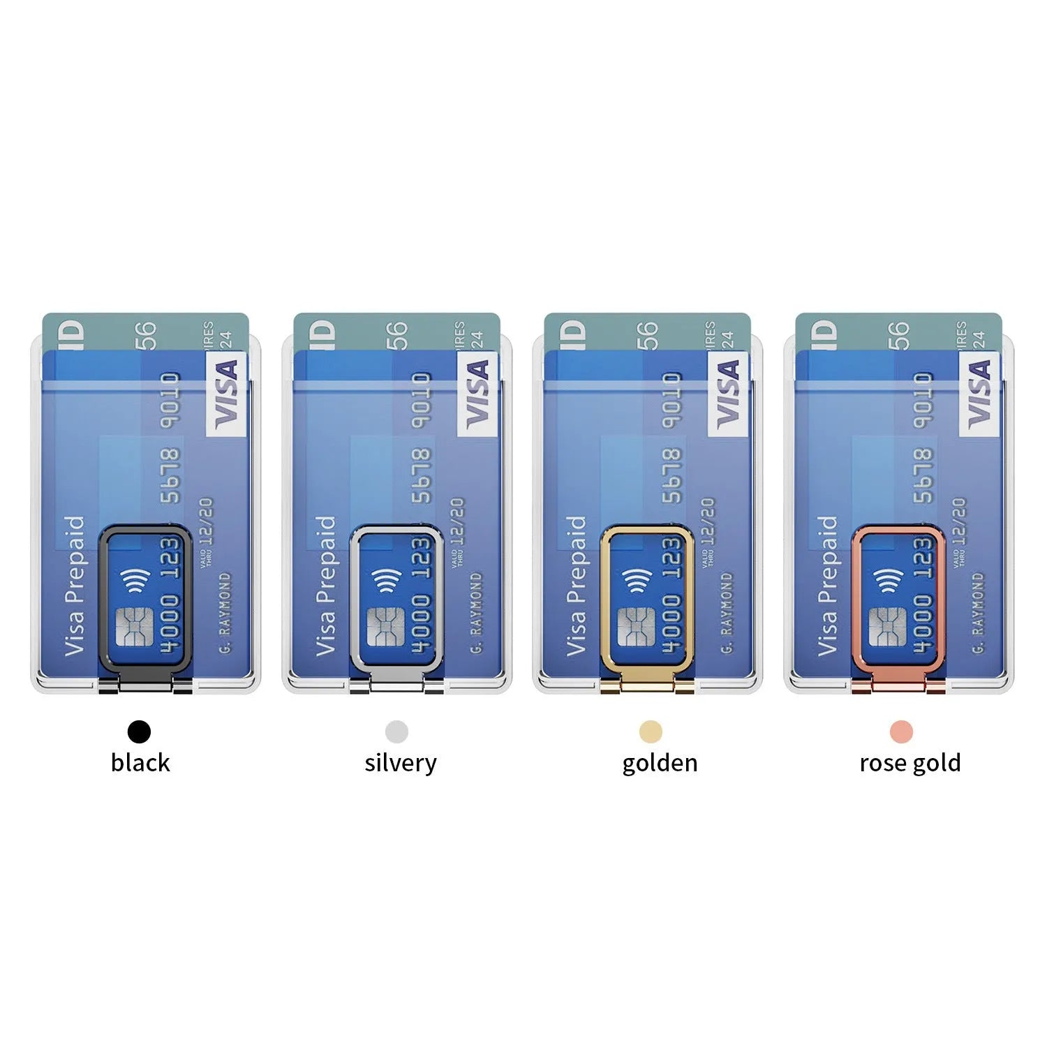 Magnetic card holder bracket transparent support for phone case with metal plate
