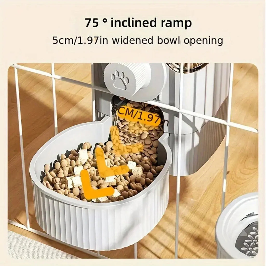 Grey PP cage hanging pet feeder 1200ml and 520ml water dispenser for small puppy cat rabbit