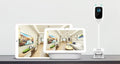 White transparent baby monitor with 1080p HD, 150-degree wide angle, infrared night vision, and USB power