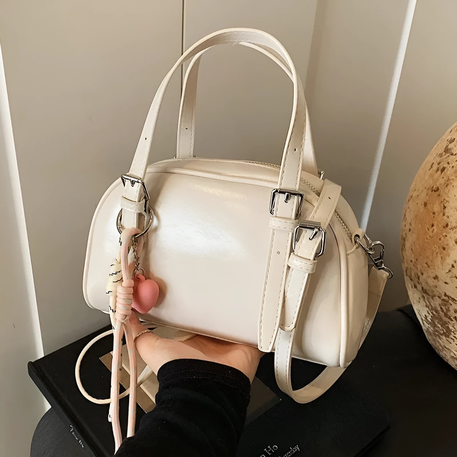 Korean style women's shell shaped shoulder bag in soft PU material with square design