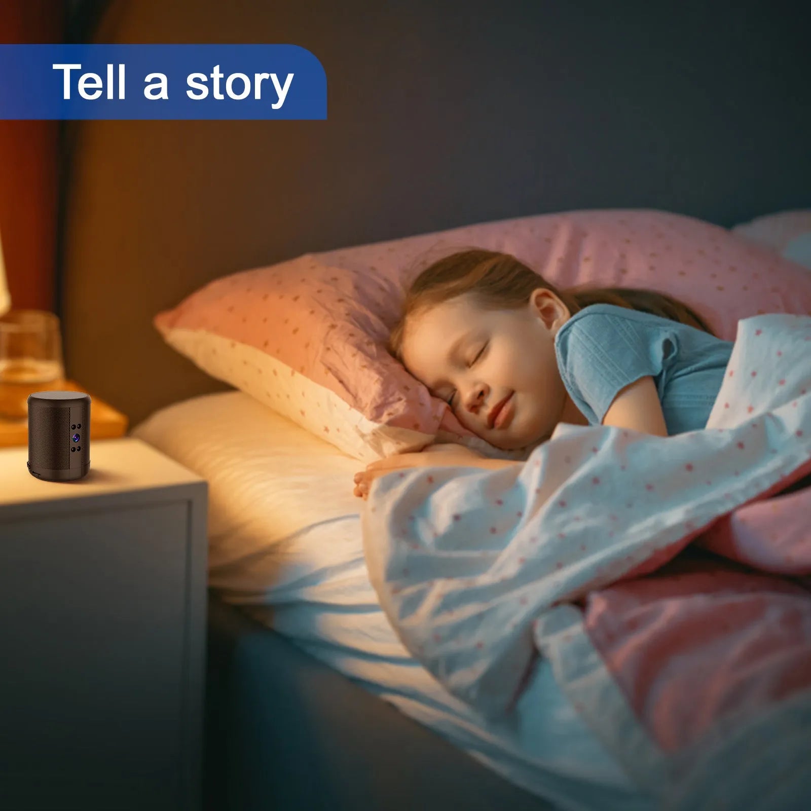 Home smart surveillance camera in black with dual voice and night vision for indoor use