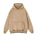 Men's retro washed cotton sweater in loose fit with collarless design and drop-shoulder sleeves