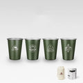 304 stainless steel camping cup set with four 350ml cups in Army Green, Black, or White
