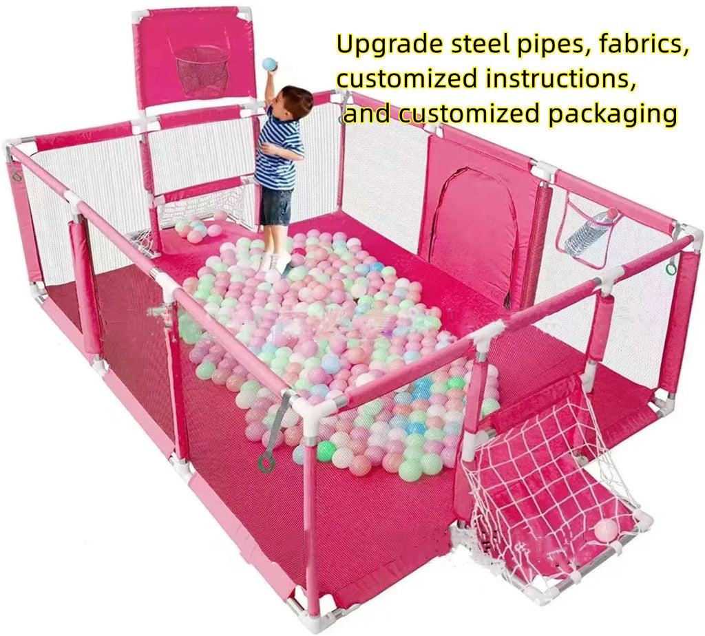 Children's playpen tent with steel frame and Oxford cloth fabric in large blue colour