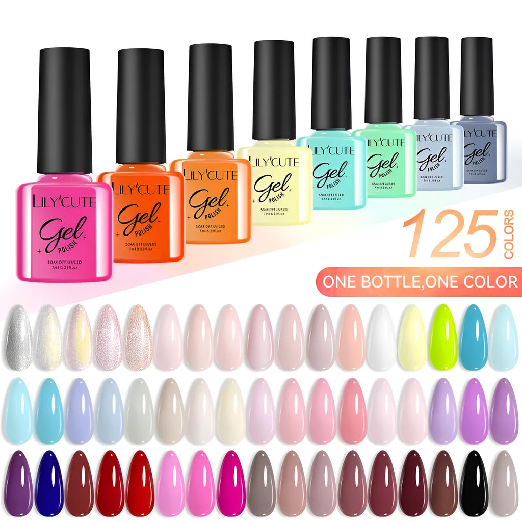 UV gel nail polish kit with 20 bottles in glitter, sequin and nude shades for nail art