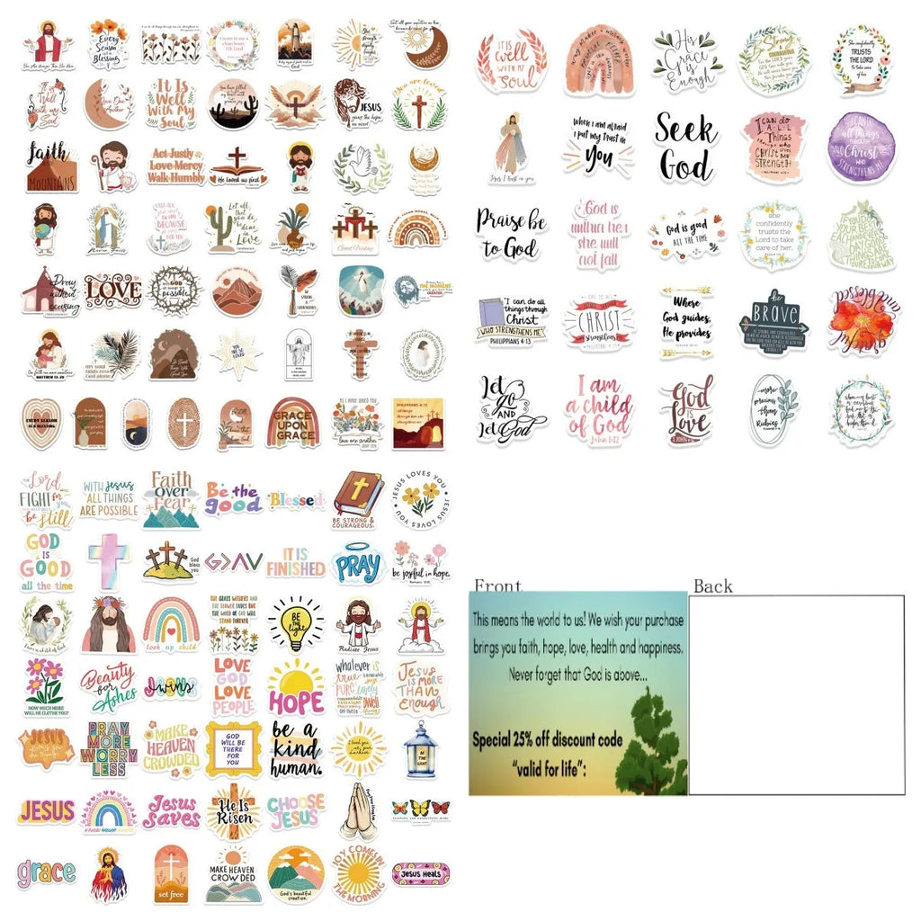 Assortment of 50 colourful printed graffiti stickers with random patterns for decoration.