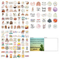Assortment of 50 colourful printed graffiti stickers with random patterns for decoration.