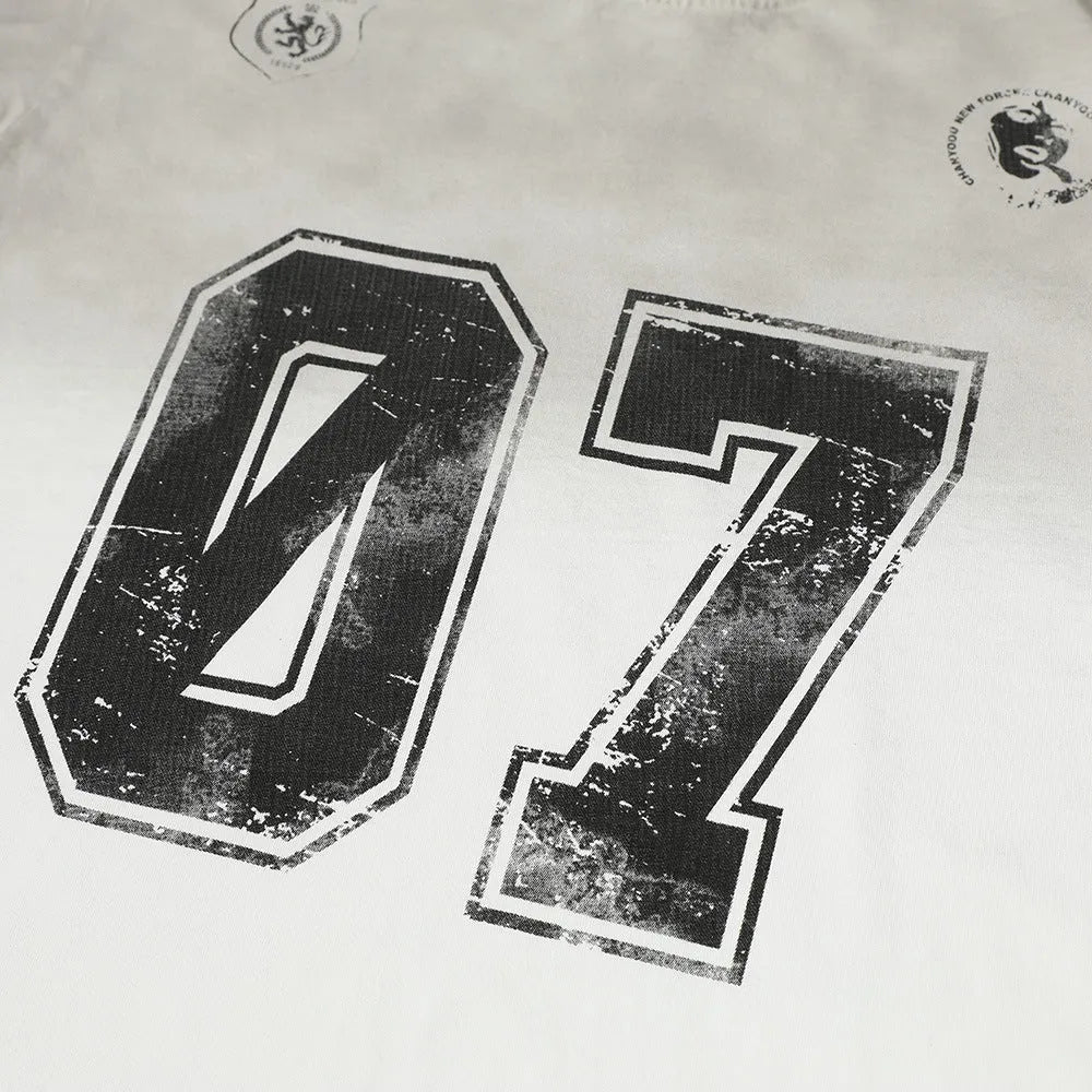 Men's black and white pure cotton short sleeve t-shirt on a hanger, sizes S M L XL.