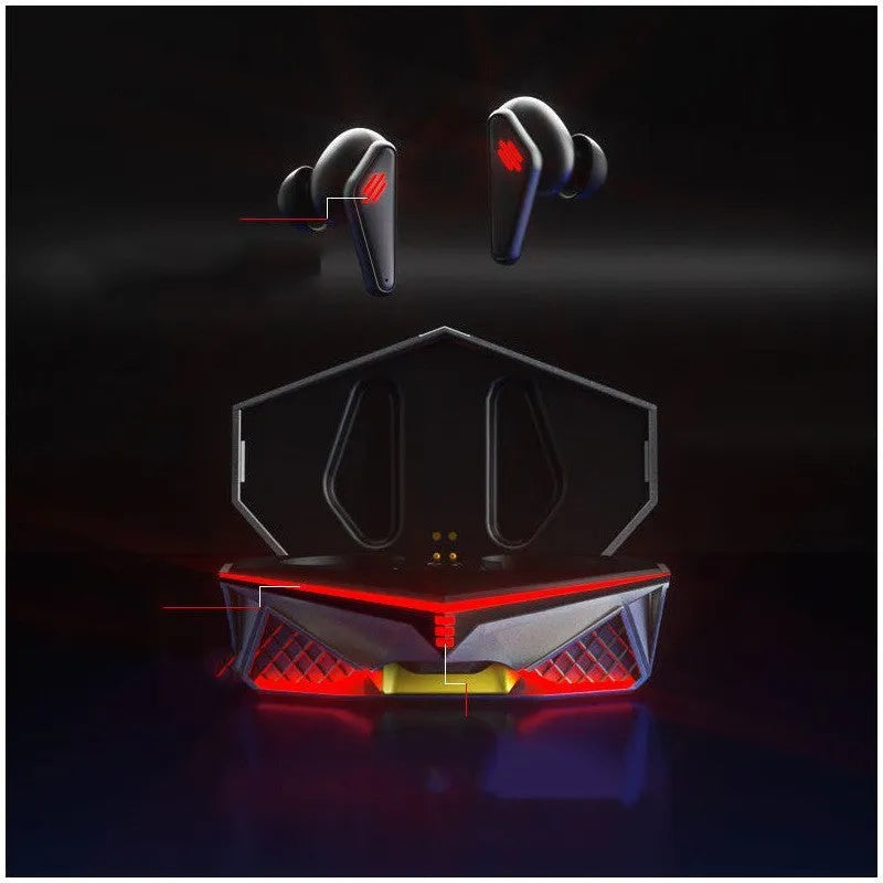 K98 black wireless Bluetooth earbuds with charging case for gaming and mobile use